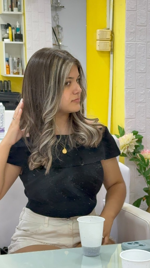 Balayage money piece en rubio
